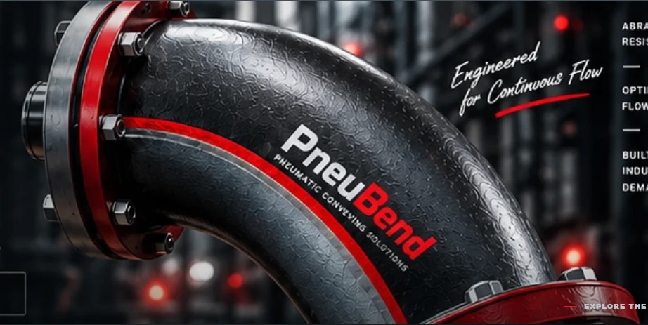 Illustrative industrial conveying-bend render inspired by approved visual concept